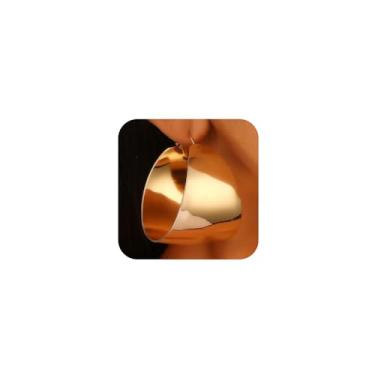 Imagem de Brincos de argola redondos redondos largos dourados grossos para mulheres, brincos grandes prateados polidos não mancham acessórios de bijuteria de festa retrô, One Size, Metal, Sem pedra preciosa