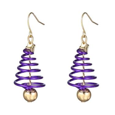 Imagem de Brincos femininos com pingente de árvore de Natal colorida em tons dourados, lindos pingentes de declaração de Natal, grinalda, anzol, brincos pendurados, leves, delicados, festivais, festas, joias