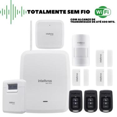 Imagem de Kit Alarme Intelbras Central Amt 8000 S/ Fio E Wifi 4 Sensor