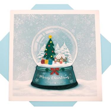 Imagem de Globo de Neve de Natal, Cartão Quilling de Natal - Cartão exclusivo dedicado à mão, design para todas as ocasiões