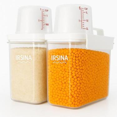 Imagem de Kit 2 Potes Herméticos 1,1L com Copo Medidor Acrílico Transparente par