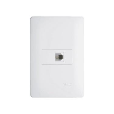 Imagem de Tomada Para Telefone Fame Habitat Rj11 4 Vias Com Placa 4x2 Branco