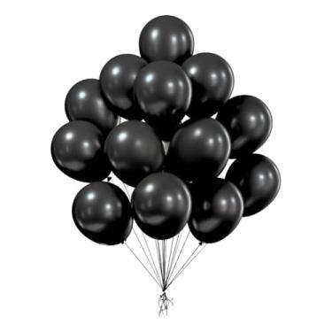 Imagem de 50 Balão Bexiga Metalizada Nº 10 Decoração De Festa Metalizada Aniversário Casamento Evento Painel (50,Preto)