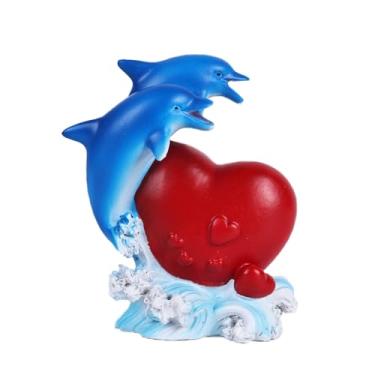 Imagem de SHENGTIAN Blue Dolphin Figurines, Ocean & Beach - Desk, Bookshelf & Beach Themed Room Decor, Blue Home for Statue, Love Sculpture, Wedding, Ocean Gifts for Women (B)