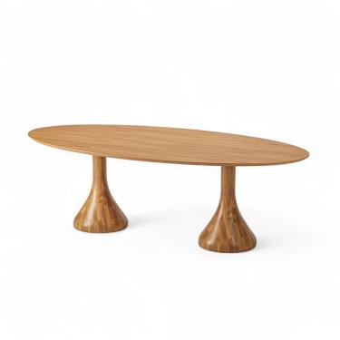 Imagem de Mesa De Jantar Oval De Madeira Dubai 240cm X 110cm Champagne