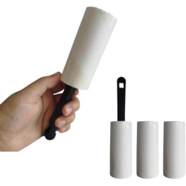 Imagem de Kit 3 Rolos Tira Pelo c/ 20 Folhas Adesivas Cada, Reutilizável, Extra Pegajoso, para Remoção de Pelos de Roupas Animais de Estimação, Poeira e Fiapos de Tecidos c/Facilidade, Refil Fácil de Trocar