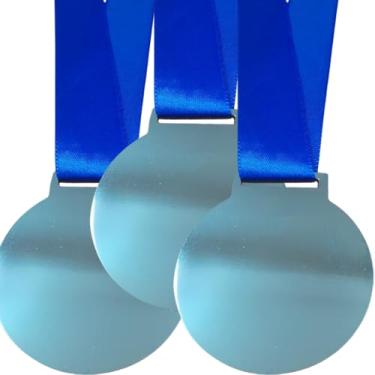 Imagem de Kit 25 Medalhas Para Premiação Esportiva 50mm Com Fita Azul