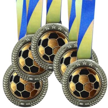 Imagem de Medalha Para Futebol Premiação De Campeão 60mm Com Cordão Honra ao mérito Kit 5 peças