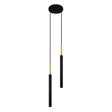 Imagem de Luminária De Teto Pendente Tubo Duplo Cozinha Preto Dourado