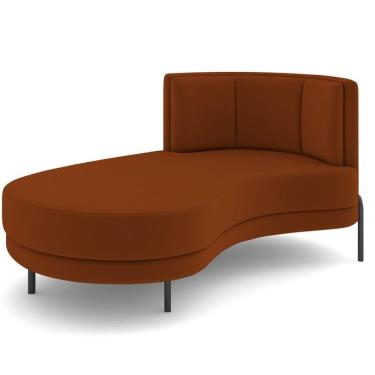Imagem de Chaise Longue Divã 164cm Braço Direito Logus D06 Veludo Telha - Mpozenato