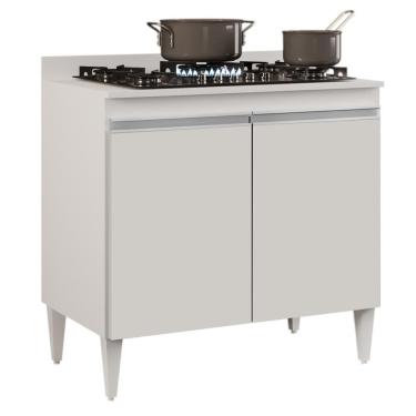 Imagem de Balcão Para Cooktop 80cm 2 Portas Flórida Branco - Lumil Móveis