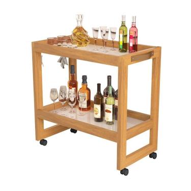 Imagem de Carrinho Multiuso Aparador Barzinho Orfeu Com Rodizios Pérola