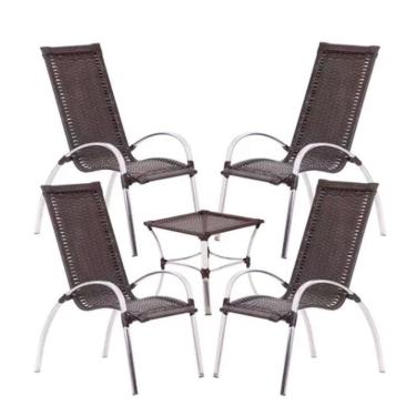 Imagem de Kit 4 Cadeiras Em Alumínio Varanda Piscina Externa E Mesa De Tabaco
