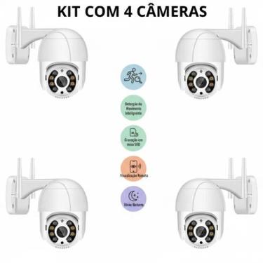 Imagem de Kit 4 Câmeras de Segurança Externa Wi-Fi  HD, Visão Noturna e Áudio Bi