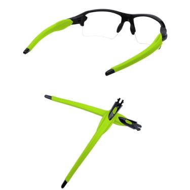 Imagem de MYCOURAG Hastes de substituição e pernas compatíveis com óculos de sol Oakley Flak 2.0/Flak 2.0 XL - Preto - Verde claro