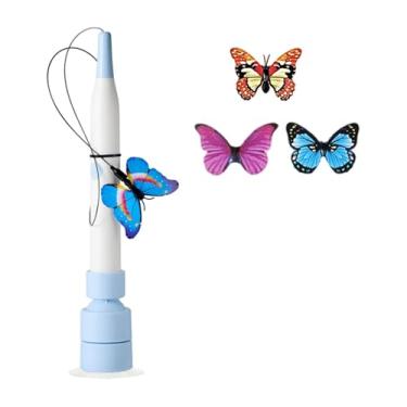 Imagem de MotiveTech Brinquedo interativo para gatos com borboleta automática que gira 360 graus e se move dentro de casa. Ideal para gatinhos, Base de Sucção