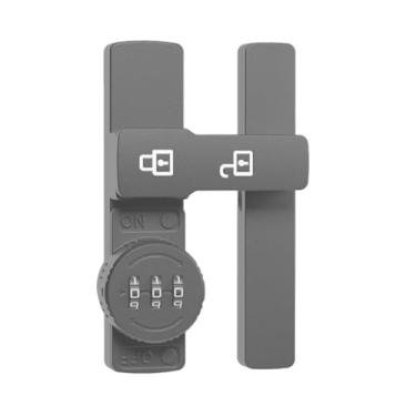 Imagem de Fechadura de porta deslizante com senha, trava sem chave de liga de zinco com código de segurança, anti-roubo, cinza