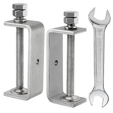 Imagem de Braçadeira C de aço inoxidável 304, braçadeira C resistente de 75 mm para marcenaria, soldagem e construção. Possui garras largas estáveis e almofadas protetoras (75 mm-4 peças)