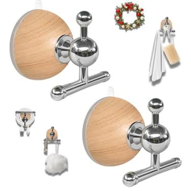 Imagem de XIEFFICH Ganchos de ventosa T-Bar – Resistentes, reutilizáveis, ganchos sem broca para pendurar toalhas, chaves, grinaldas (Burlywood, pacote com 2)