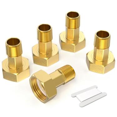 Imagem de TAISHER Encaixe de tubo de medidor de água de latão 5 peças, fêmea BSP de 2,5 cm x macho NPT de 1,27 cm para medidores de água, bombas de água e medidores de calor com arruela de vedação