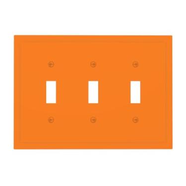 Imagem de Wmhusu Capas para interruptores de luz, laranja vibrante, placa de parede de 3 grupos, placa de interruptor de luz tripla, capas decorativas de tomada, placa elétrica para banheiro, quarto, decoração