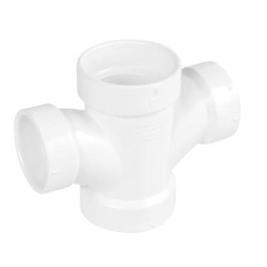 Imagem de SUPPLYGIANT Pacote com 25 5 cm x 5 cm x 3,5 cm x 3,5 cm x 3,8 cm T sanitário duplo de PVC DWV Cubo redutor de drenagem de PVC, encaixe de resíduos e ventilação, branco