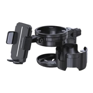 Imagem de KiBcsLic Suporte para copos de carrinho de bebê, suporte de armazenamento para carrinhos de bebê, versátil, pode acomodar 2 copos, fácil de instalar com para, Preto