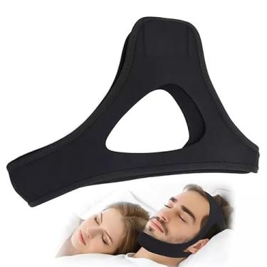 Imagem de Máscara Anti Ronco Ajustável, Faixa de Cabeça em Neoprene e Poliéster, Tamanho Único, Suporte para Mandíbula, Tratamento Auxiliar para Apneia do Sono