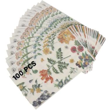 Imagem de Guardanapos florais para convidados, 100 peças, toalhas de mão decorativas de papel descartáveis, para férias, banheiro, casamento, aniversário, jantar, flor, jardim, guardanapos, guardanapos de mesa