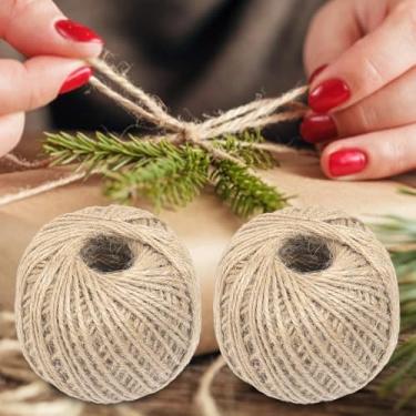 Imagem de Rolo de corda de cânhamo de juta vintage, 100 m, artesanato, artesanato, juta, jardinagem, decoração de festa de casamento, P (8 x 8 x 5,5 cm)