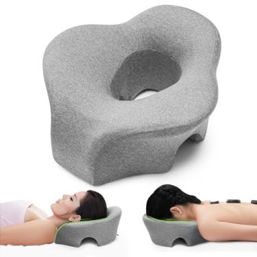 Imagem de WOGAHEV Travesseiro de massagem virado para baixo, apoio de cabeça para cama, dois orifícios de escapamento com espuma viscoelástica BBL almofada de massagem para equipamento de mesa de massagem