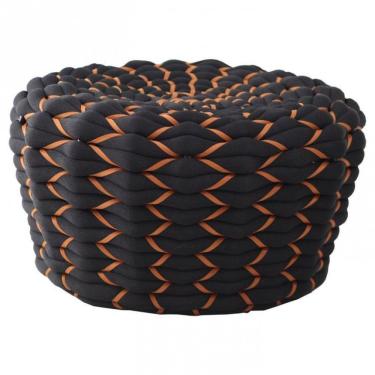 Imagem de Puff Munique Tricô Náutico Alumínio Azul Marinho