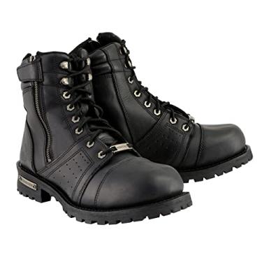 Imagem de Milwaukee Leather MBM9000W Bota masculina preta de couro com cadarço "Large-Width" com zíper lateral - 15W