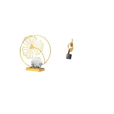 Imagem de Fenteer Estatueta de Resina de Ferro Abstrata com Folha, Arte Decorativa, Estátua, Ornamento Colecionável, Escultura, Lembrança para Estante, Escritório, Mesa