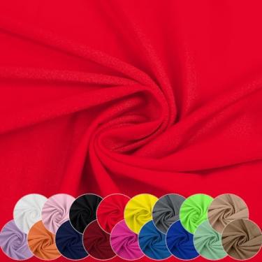 Imagem de Tecido de nylon elastano, 80% nylon, 20% elastano, tecido de lycra, roupa de banho, tecido esportivo elástico em 4 direções, dança, ioga (vermelho, 2 jardas)