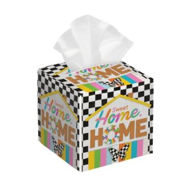 Imagem de Capa para caixa de lenços – Porta-guardanapos quadrados decorativos para casa de banho – Bonito organizador de cubo facial de couro PU para banheiro, quarto, mesas de cabeceira, bancada, sala de estar