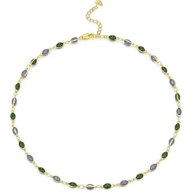 Imagem de Warmhope Colar gargantilha ajustável com contas de acrílico esmaltado, multicolorido, vibrante, boêmio, vintage, especial, verão, praia, acessório de moda, presente, sem níquel, joia elegante