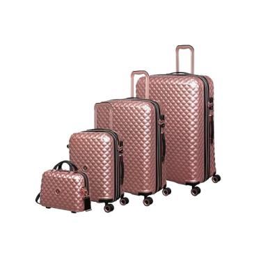 Imagem de It Luggage Glitzy Conjunto giratório expansível de 8 rodas, 4 peças, ouro rosa metálico