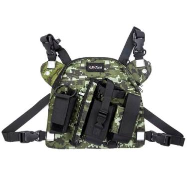 Imagem de YiNiTone BG-02 Bolsa universal para peitoral para rádio bidirecional Baofeng UV-5R Quansheng UV-K58 UV-K6 UV-TK Series Rádio bidirecional (camuflagem digital)