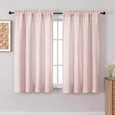 Imagem de Chyhomenyc Cortinas rosa blush 137 cm de comprimento para sala de estar, cortinas de janela texturizadas com filtro de luz, cortina macia e arejada privacidade brilhante aconchegante para quarto