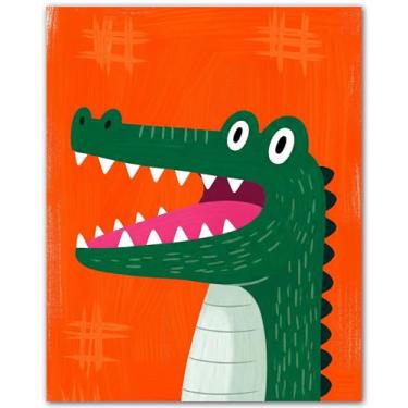 Imagem de ZUKIY Cool Critters with Big Attitude - Pôster de animal colorido arte de parede para quarto de crianças berçário sala de jogos creche - Decoração divertida de vaqueira costeira e vida selvagem para