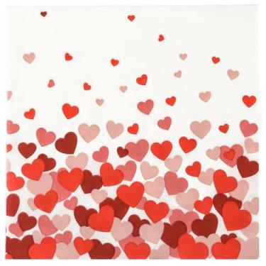Imagem de Guardanapos de papel com corações de dia dos namorados, vermelho, rosa, coração, descartável, guardanapo de festa, aquarela, amor, almoço, para dia dos namorados, suprimentos de festa de casamento