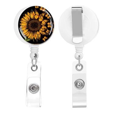 Imagem de 2 peças de porta-crachás retrátil com clipe de identificação para enfermeira, cartão de identificação para enfermeira, professor, estudante, funcionário, escritório, trabalho médico (preto BEKIND