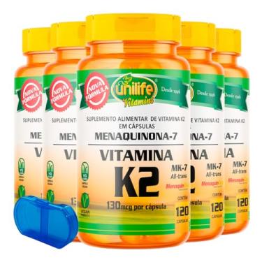 Imagem de Vitamina K2 - Menaquinona Unilife 120 Cápsulas 5un + Porta Cápsulas
