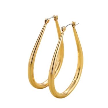 Imagem de Brincos femininos estilosos de argola em gota de prata e ouro – Brincos leves e altamente polidos, joias elegantes para presente para todas as ocasiões!, Medium, Aço inoxidável Ferro Metal, Sem pedra