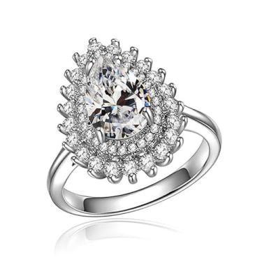 Imagem de 1 anel de gota de água elegante para mulheres, vida diária, decoração de namoro para festa de formatura, Cobre, Sem pedra preciosa