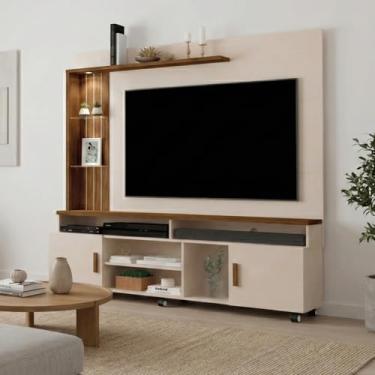Imagem de Painel Home Ocean Para TV 65 Pol Com Portas Amplas E Nichos Para Organização