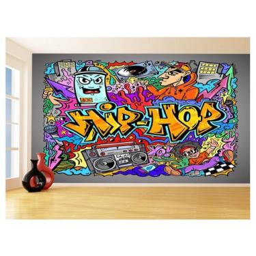 Imagem de Papel De Parede 3D Arte Graffiti Mural Hip Hop 3,5M Tra126 - Você Deco