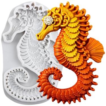 Imagem de MYPRACS Molde de silicone para fondant de cavalo marinho para decoração de bolo de açúcar topo de cupcake pasta de goma de chocolate argila de polímero