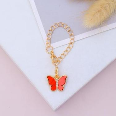 Imagem de Acessórios de pingente de borboleta para copo Stanley, pingentes de garrafa de água de corrente dourada para copo, alça de copos moderna simples (A)